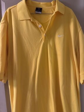 Nike Men’s Yellow Polo with White Swoosh Embroidery